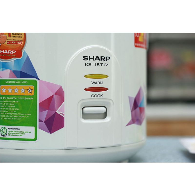 [HÀNG CHÍNH HÃNG] Nồi cơm điện nắp gài Sharp KS-18TJV "GR"