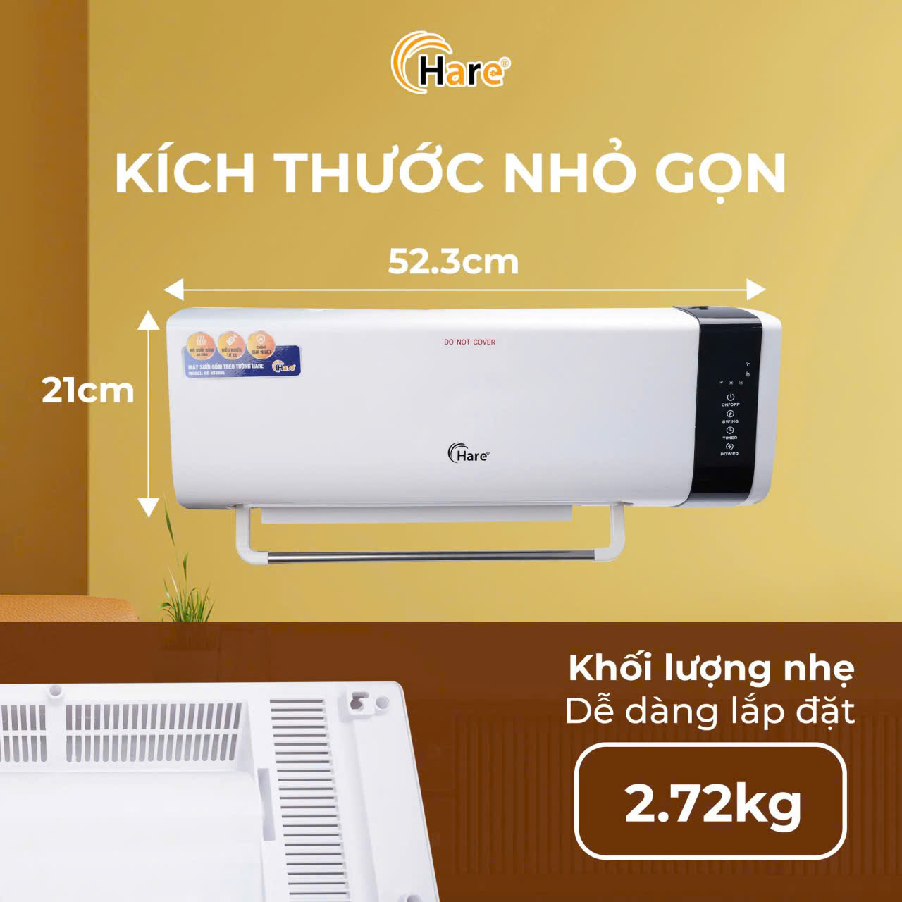 [HÀNG CHÍNH HÃNG] Sưởi gốm Hare HR-HT2005