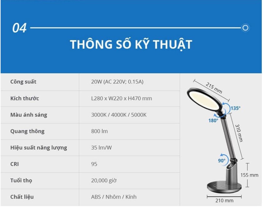 [HÀNG CHÍNH HÃNG] Đèn Để Bàn Panasonic HHGLT063319 công suất 20W, xuất xứ thương thiệu Nhật Bản