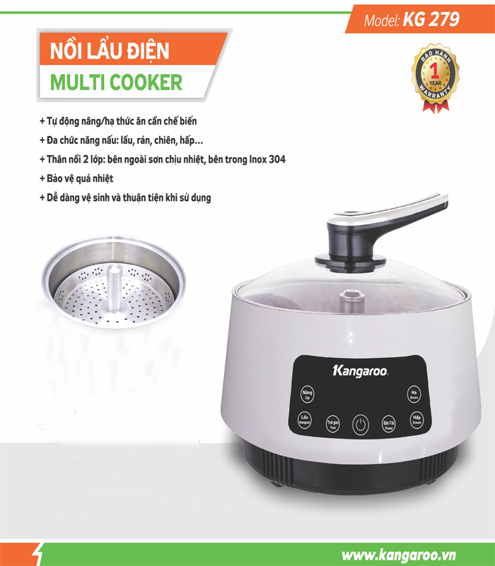 Lẩu Điện Thang Máy Kangaroo KG279 (5.0 Lít) - Hàng Chính Hãng