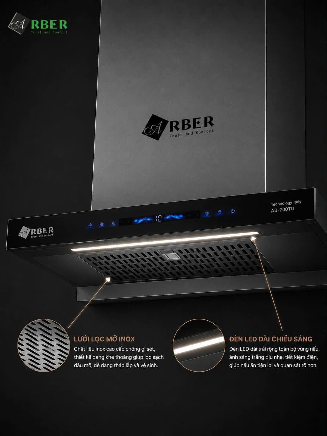 [HÀNG CHÍNH HÃNG] Máy hút mùi ARBER SMART AB700TU xuất xứ thương hiệu Đức