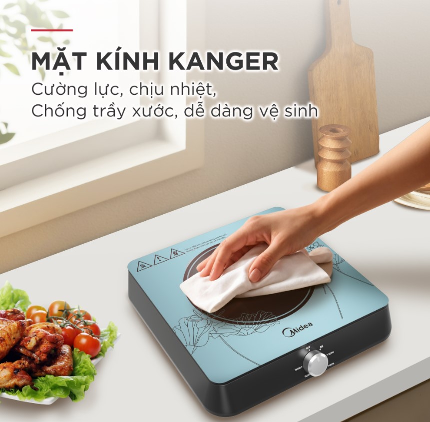 [HÀNG CHÍNH HÃNG] Bếp từ dương 1 vùng nấu Midea MI-K1923EF / MI-K1917EF (1900W)