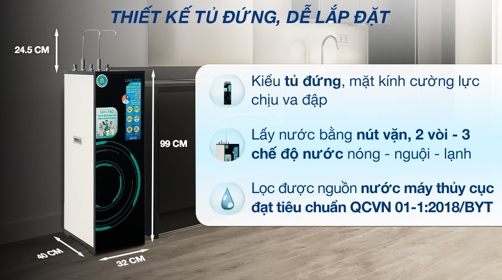 [HÀNG CHÍNH HÃNG] [KAROFI] Máy lọc nước RO nóng nguội lạnh Livotec 636 10 lõi