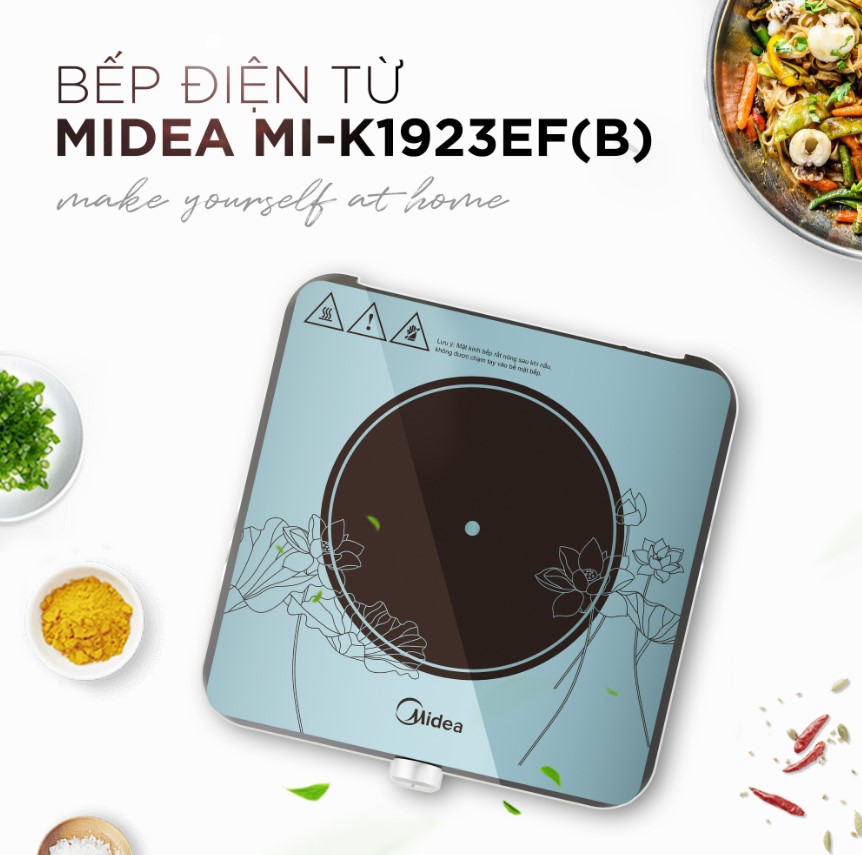 [HÀNG CHÍNH HÃNG] Bếp từ dương 1 vùng nấu Midea MI-K1923EF / MI-K1917EF (1900W)