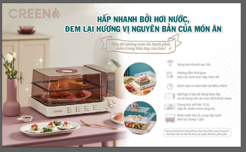 NỒI HẤP ĐIỆN CREEN CR-135CF