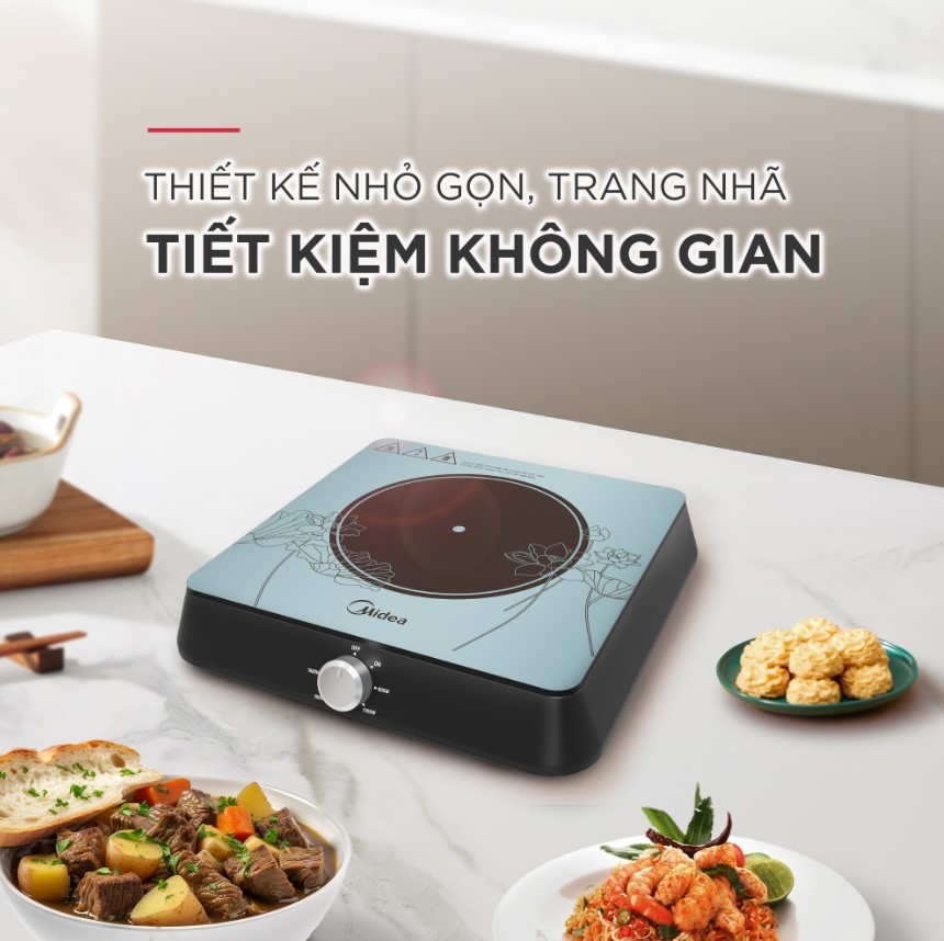 [HÀNG CHÍNH HÃNG] Bếp từ dương 1 vùng nấu Midea MI-K1923EF / MI-K1917EF (1900W)