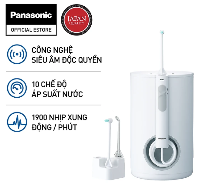 [HÀNG CHÍNH HÃNG] Máy tăm nước Panasonic EW1613W451- Công nghệ siêu âm – 10 mức điều chỉnh