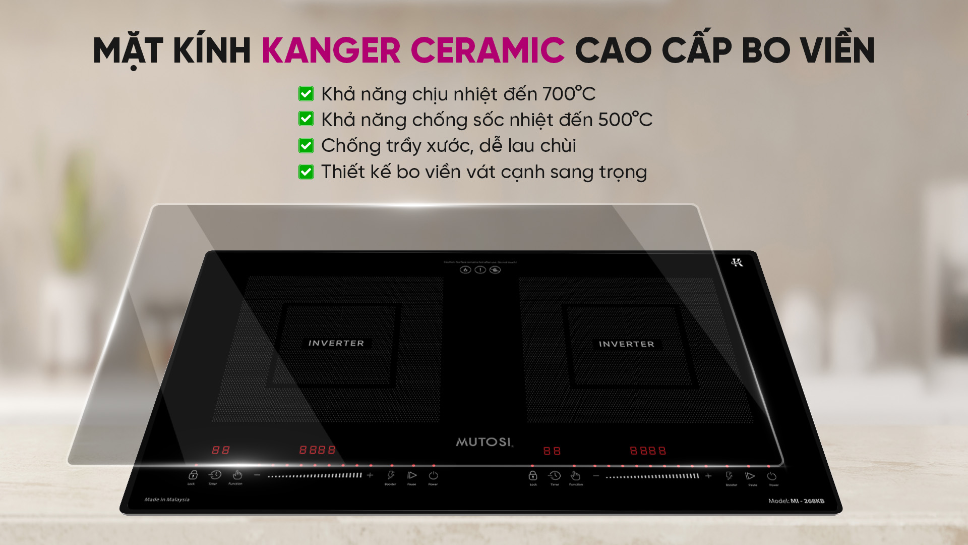 [GIẢM 40%] Bếp từ đôi Malaysia Mutosi MI-268KB