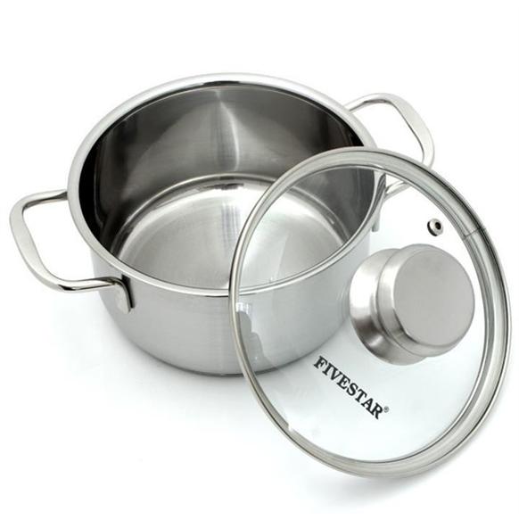 Bộ nồi inox 4 chiếc Fivestar nắp kính, 3 đáy