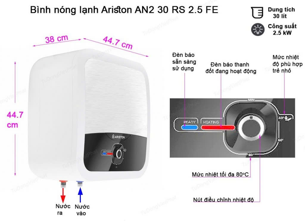 [HÀNG CHÍNH HÃNG] Máy nước nóng ARISTON AN2 30RS 2.5 FE- MT / ARISTON AN2 30 RS