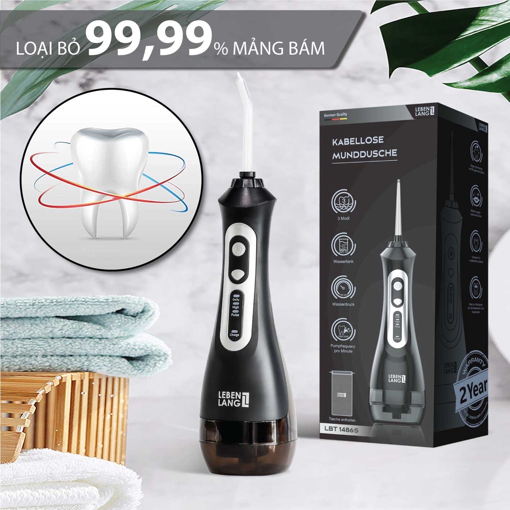 [HÀNG CHÍNH HÃNG] Máy tăm nước LEBENLANG cầm tay LBT1486 chống thấm nước