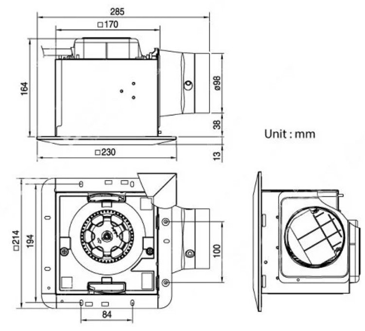 [CHÍNH HÃNG] Quạt hút thông gió âm trần Panasonic FV-17CU8 = FV-17CU9
