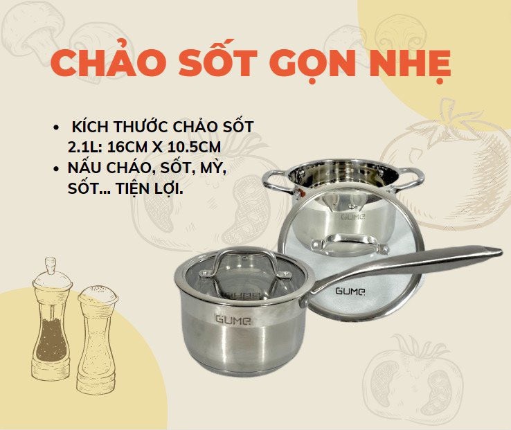 [HÀNG CHÍNH HÃNG] Bộ nồi cao cấp Hàn Quốc GUME 5 MÓN - Xuất xứ HÀN QUỐC