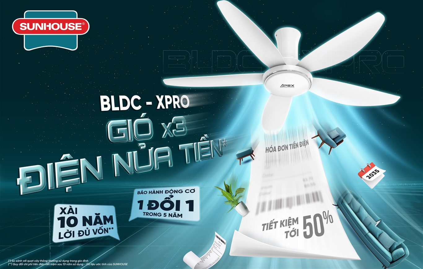 [HÀNG CHÍNH HÃNG] QUẠT TRẦN 5 CÁNH SUNHOUSE APEX APF7669W