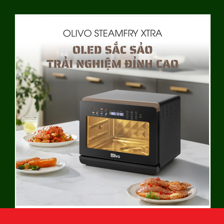 [HÀNG CHÍNH HÃNG] Nồi Chiên Hấp Đa Năng Olivo STEAMFRY EXTRA 20L