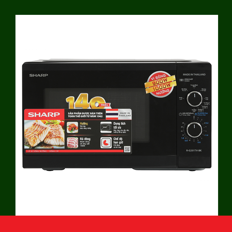 [HÀNG CHÍNH HÃNG] Lò vi sóng có nướng Sharp R-G251TV-BK 25L
