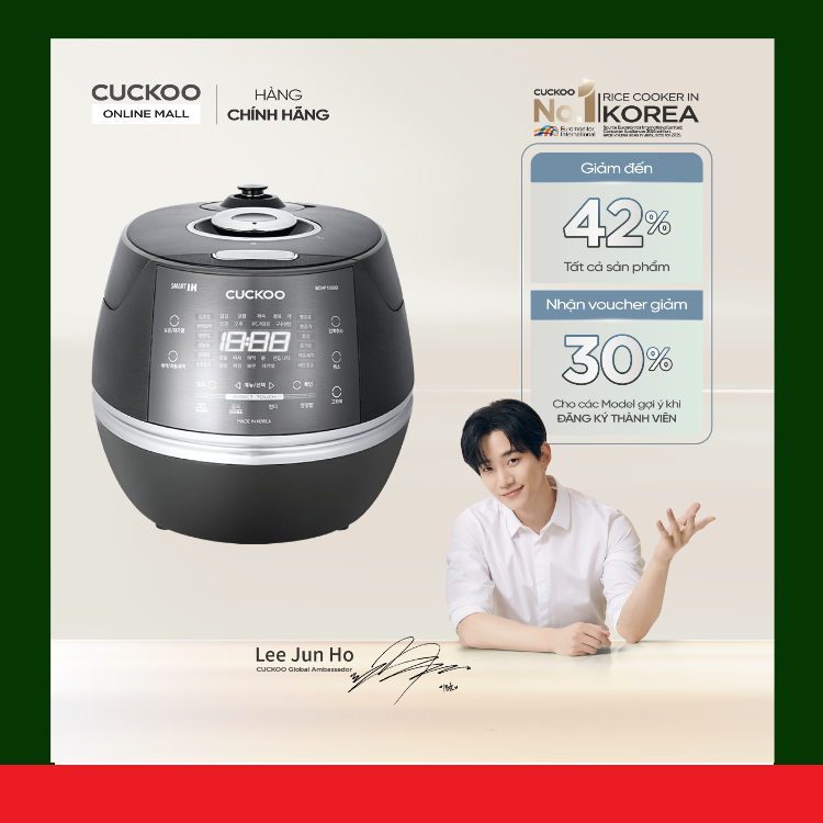[HÀNG CHÍNH HÃNG] Nồi cơm điện tử áp suất cao tần Cuckoo CRP-CHBC1000F/GRGRCRCKV - 1.8 lít