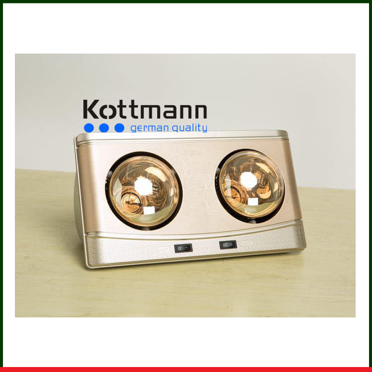 [GIẢM 30%] [CHÍNH HÃNG] Đèn Sưởi Nhà Tắm Kottmann K2B-Q (2 Bóng Vàng) / K1A