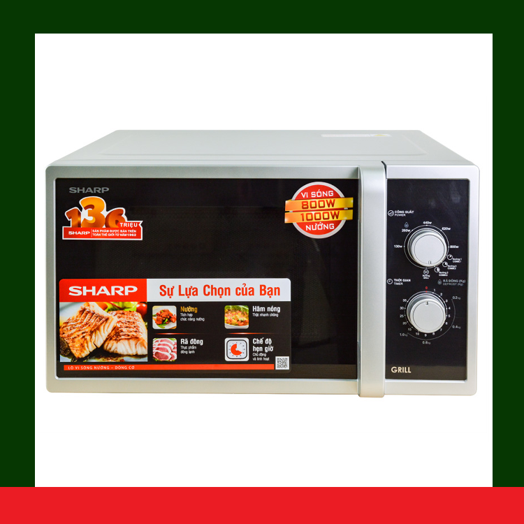 [HÀNG CHÍNH HÃNG] Lò vi sóng cơ có nướng 23L Sharp R-G322VN-S
