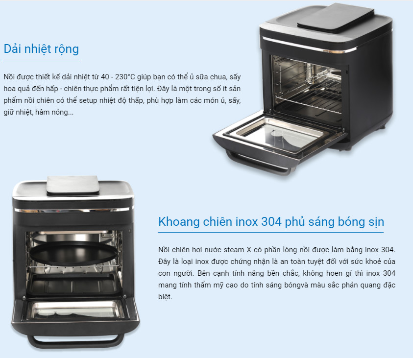 [QUÀ TẶNG TRỊ GIÁ 200K] Nồi Chiên Không Dầu Kết Hợp Hấp Kalite Steam X - Công Suất 1700W, Dung Tích 15L - Hàng Chính Hãng