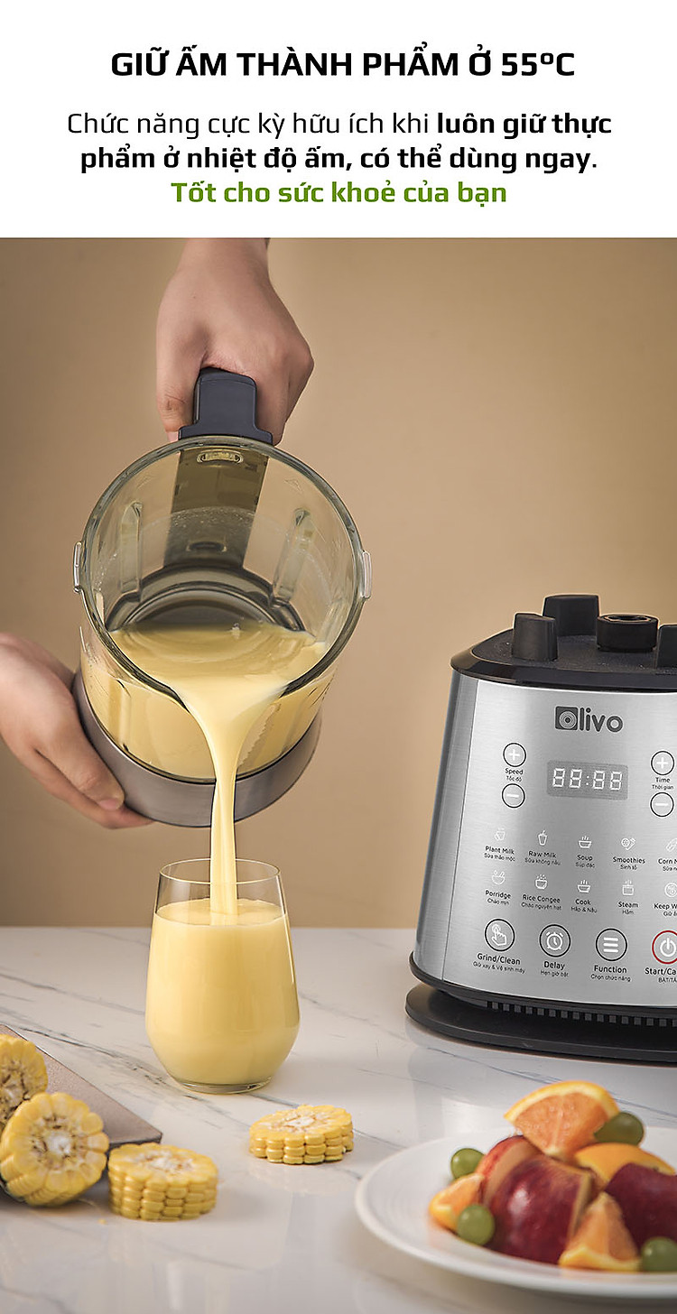 [CHÍNH HÃNG] Máy Làm Sữa Hạt OLIVO X20 PLUS ( BH 24 tháng) 2000w