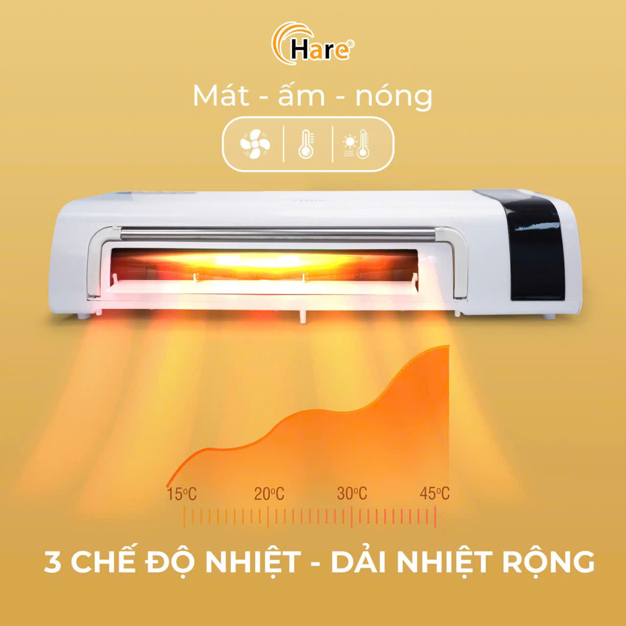 [HÀNG CHÍNH HÃNG] Sưởi gốm Hare HR-HT2005