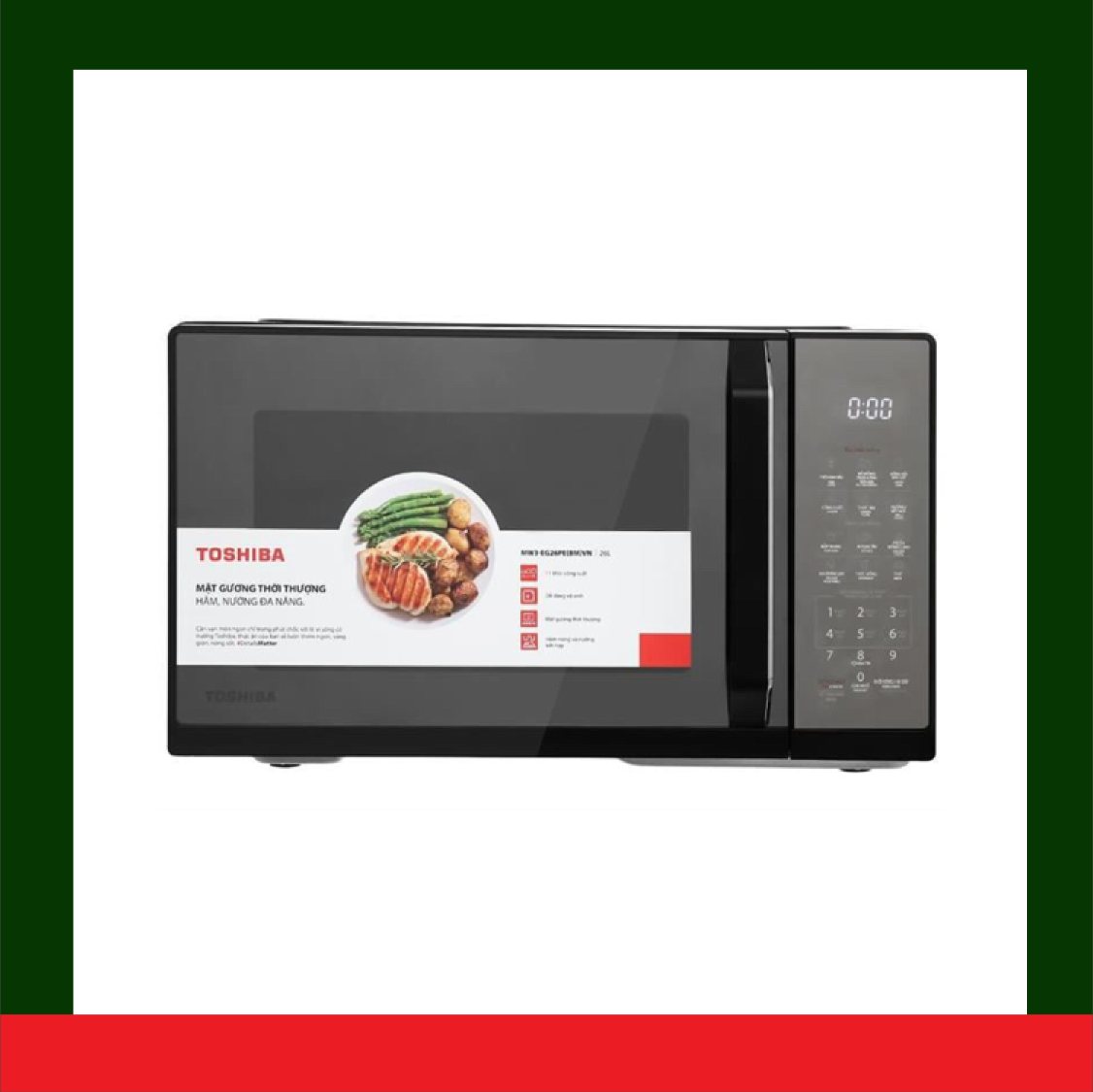 [HÀNG CHÍNH HÃNG] Lò vi sóng mặt gương có nướng Toshiba MW3-EG26PE(BM)VN - 26 lít