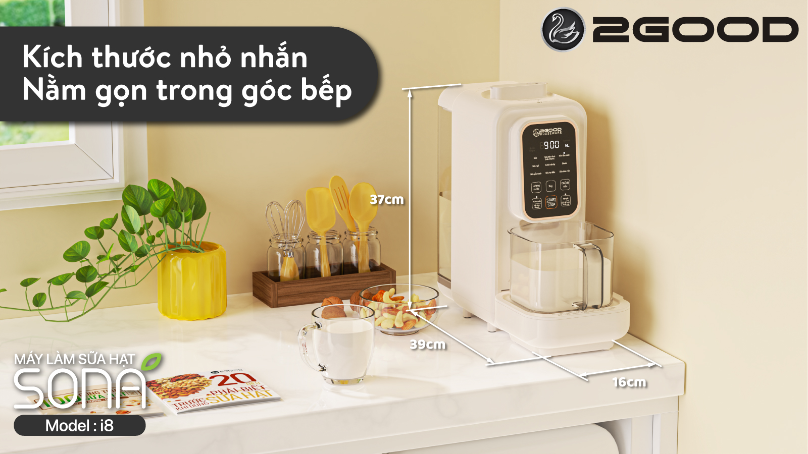 [HÀNG CHÍNH HÃNG] Máy Làm Sữa Hạt Tự Động 2GOOD SONA i8 / SONA i7- Tự Động Nấu, Tự Động Vệ Sinh