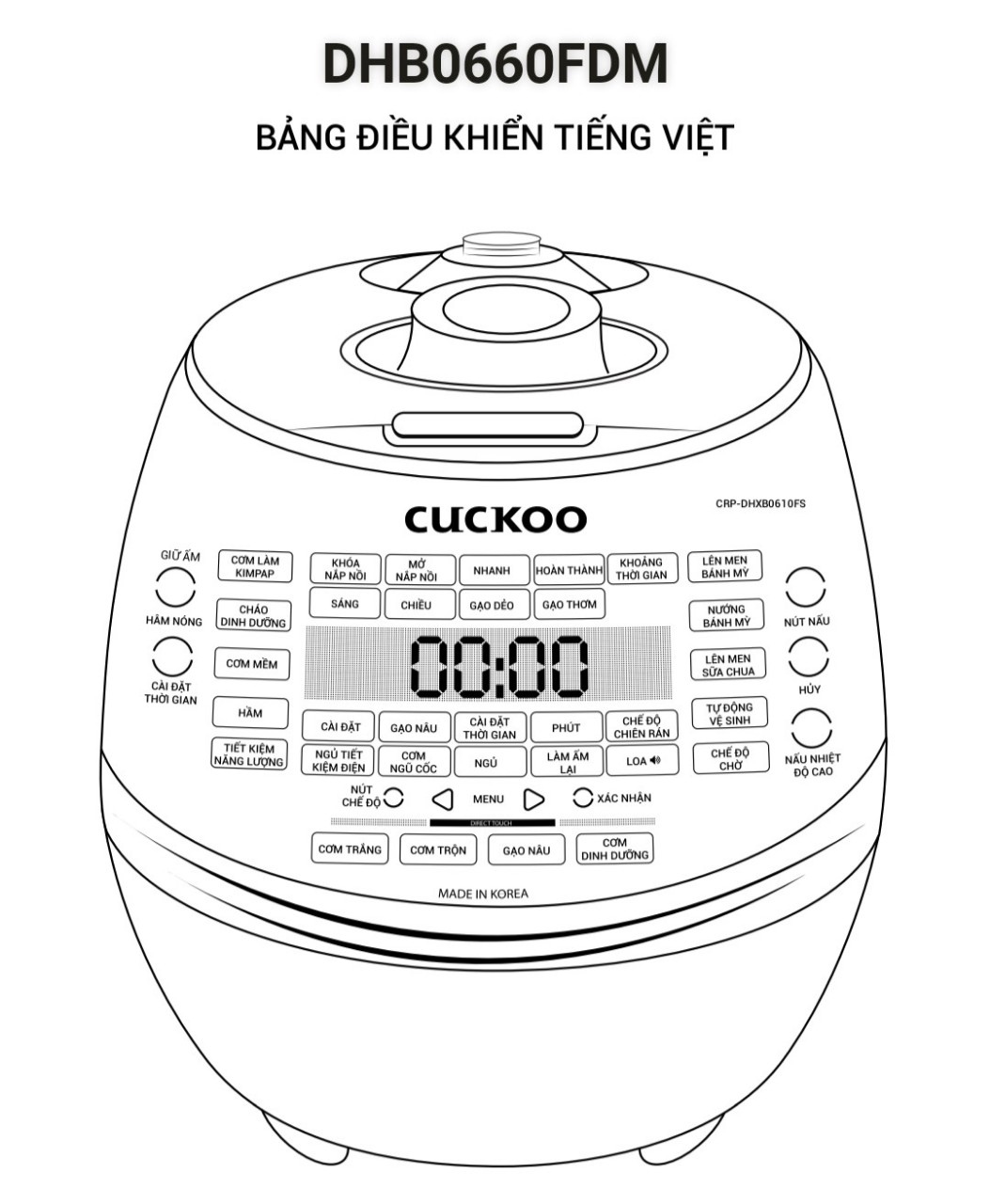 Nồi Cơm Điện Cao Tần Cuckoo CRP-DHB0660FDM - 1.08L