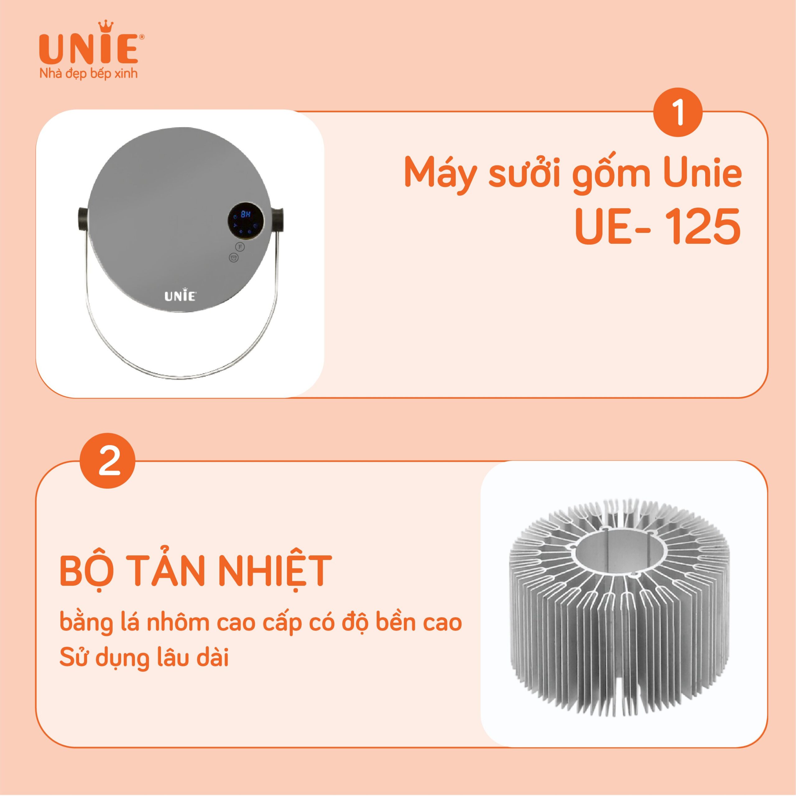 [HÀNG CHÍNH HÃNG] Máy sưởi gốm UNIE UE-125