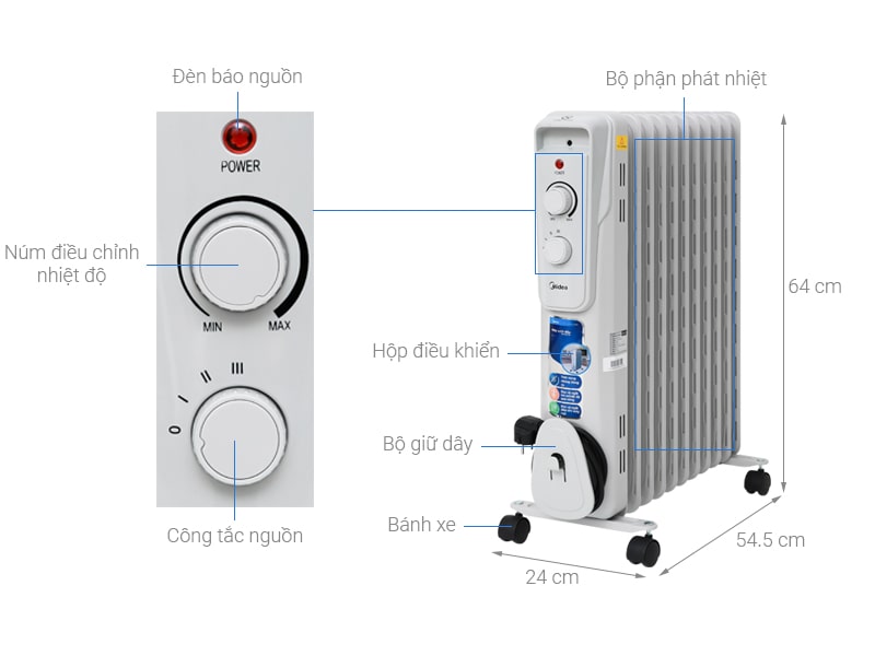 Sưởi dầu 11 thanh Midea MH-023-11A