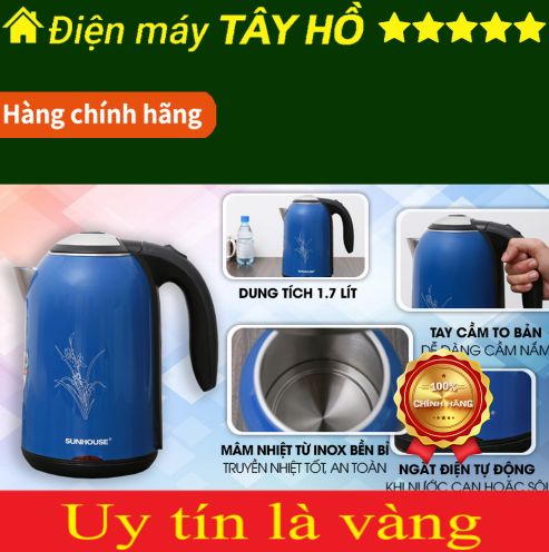[HÀNG CHÍNH HÃNG] Bình đun siêu tốc Sunhouse 1.7 lít SHD1382B