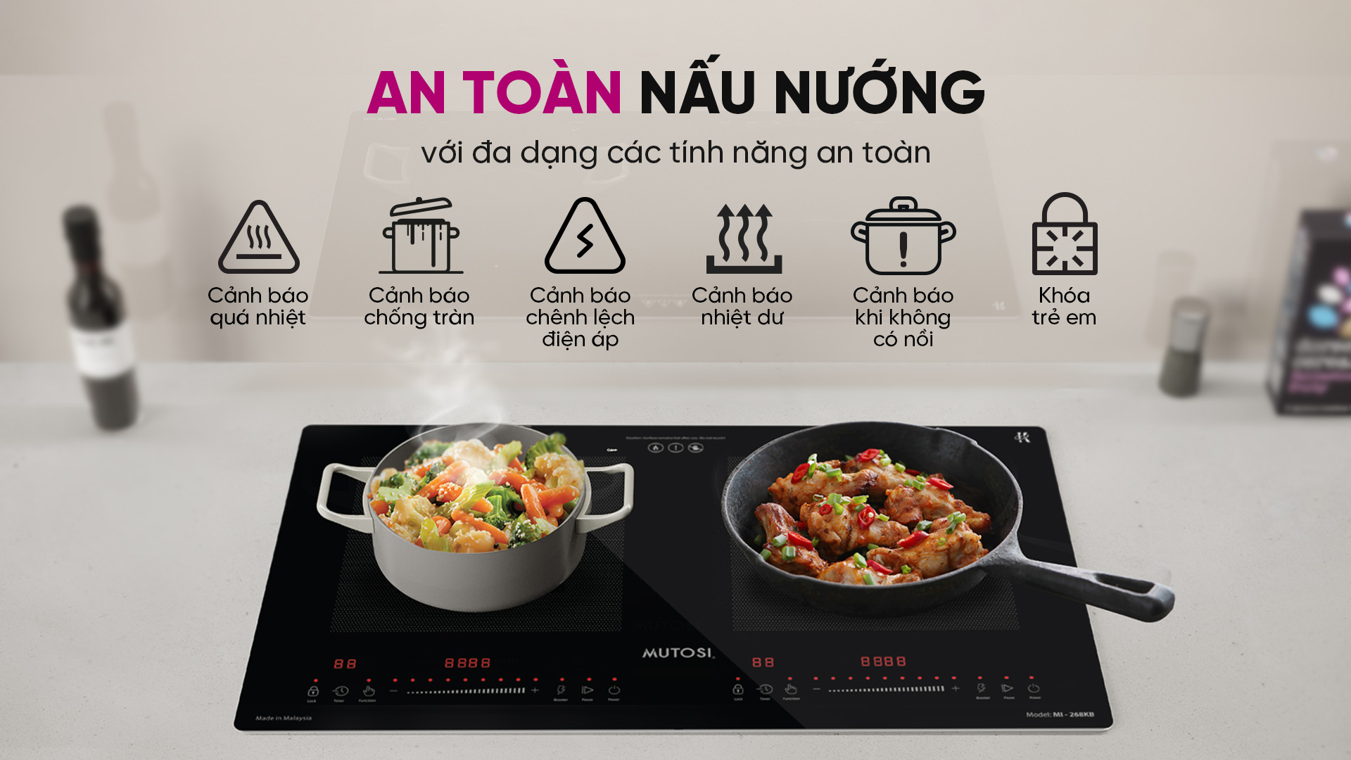 [GIẢM 40%] Bếp từ đôi Malaysia Mutosi MI-268KB