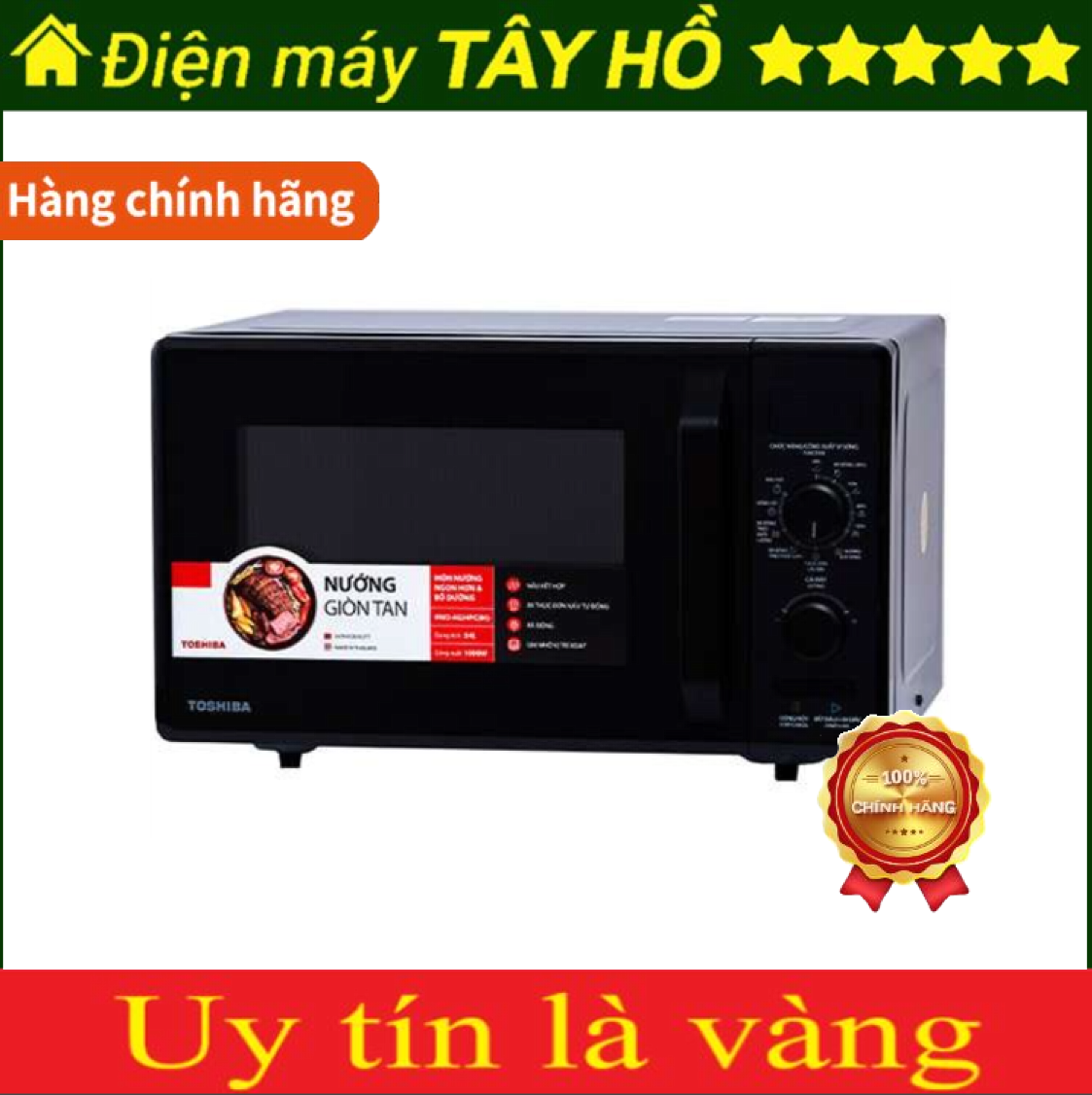 [HÀNG CHÍNH HÃNG] Lò vi sóng Toshiba MW2-AG24PC(BK) 24 lít