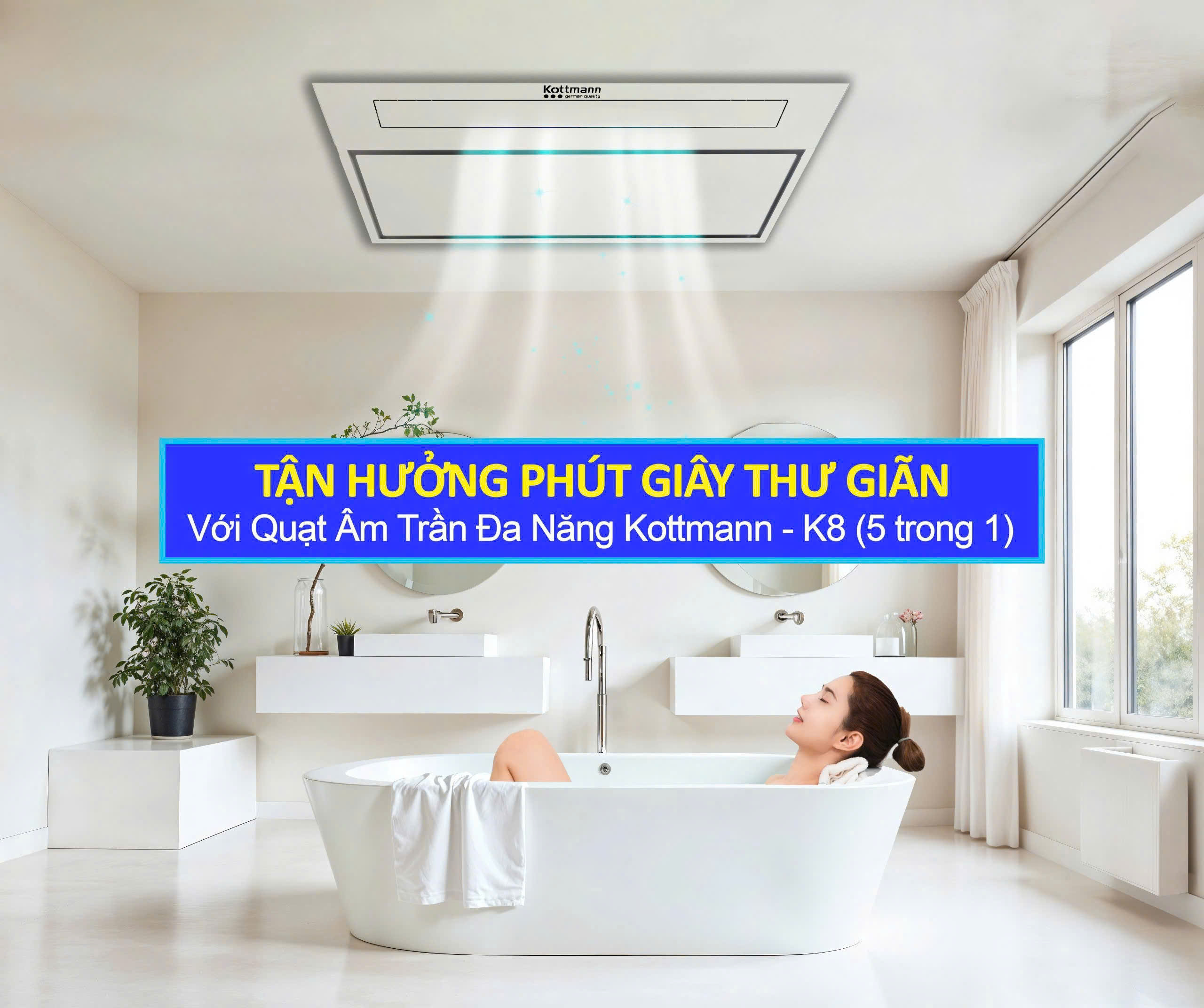 [GIẢM 40%] [HÀNG CHÍNH HÃNG] Quạt Âm Trần Đa Năng Kottmann K8