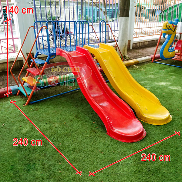 [HÀNG CHÍNH HÃNG] Cầu trượt mầm non 2 máng đơn bằng nhựa composite S03V027