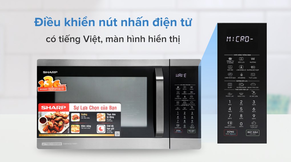 [HÀNG CHÍNH HÃNG] Lò vi sóng có nướng đối lưu Sharp R-C932XVN-BST