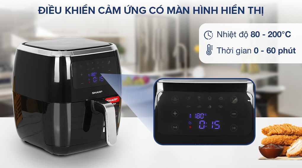 [HÀNG CHÍNH HÃNG] Nồi chiên không dầu Sharp KF-AF68EPV-BK