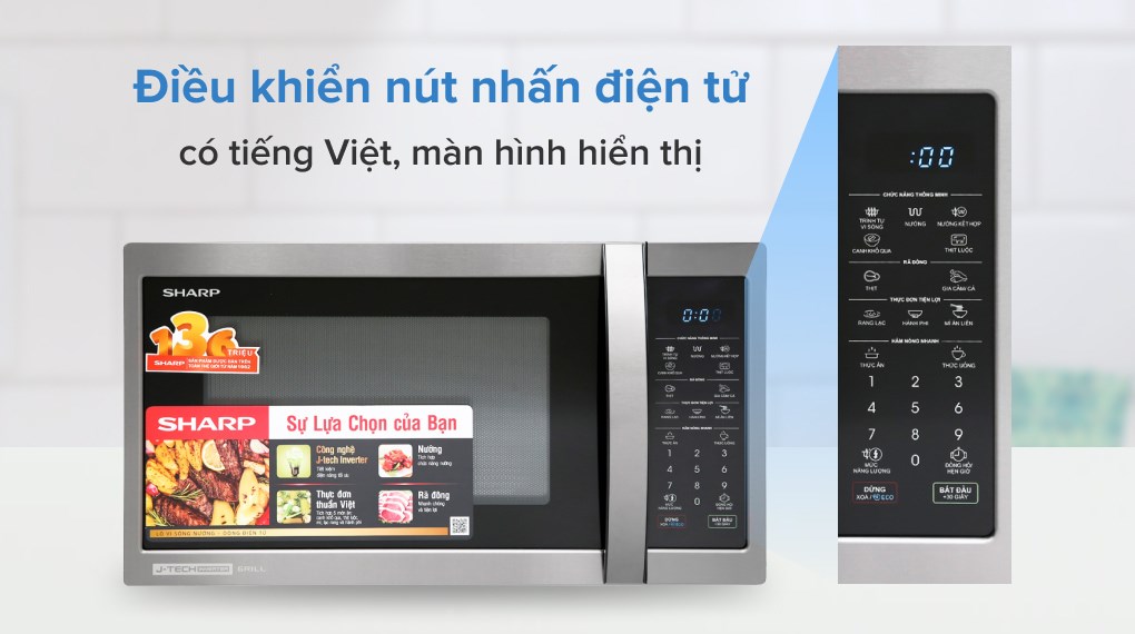 [HÀNG CHÍNH HÃNG] Lò vi sóng điện tử Sharp R-G728XVN-BST