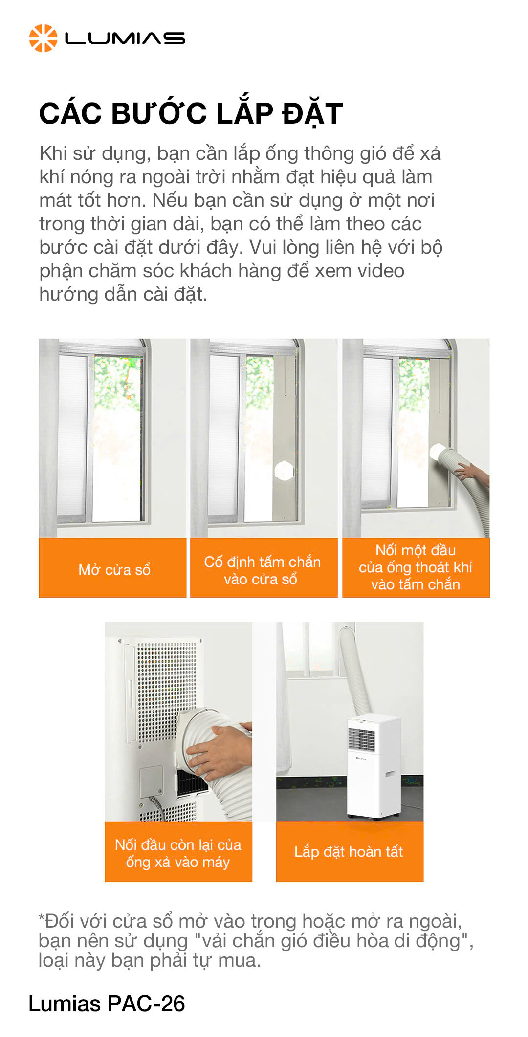 [HÀNG CHÍNH HÃNG] ĐIỀU HÒA DI ĐỘNG LUMIAS PAC-26 với 3 chức năng LÀM LẠNH/ HÚT ẨM/ THỔI GIÓ.