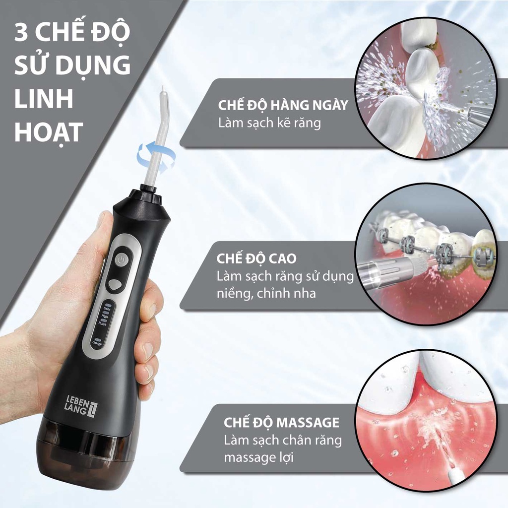 [HÀNG CHÍNH HÃNG] Máy tăm nước LEBENLANG cầm tay LBT1486 chống thấm nước