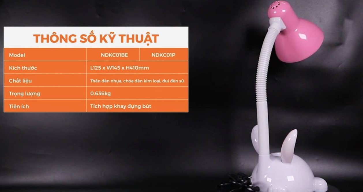 [HÀNG CHÍNH HÃNG] Đèn bàn LED không bóng Nanoco NDKC01P (thỏ hồng)