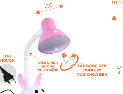 [HÀNG CHÍNH HÃNG] Đèn bàn LED không bóng Nanoco NDKC01P (thỏ hồng)