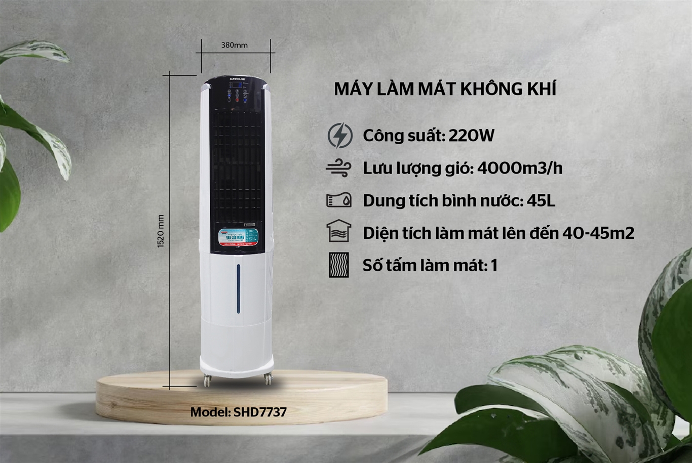 [HÀNG CHÍNH HÃNG] Quạt điều hòa Sunhouse SHD7737