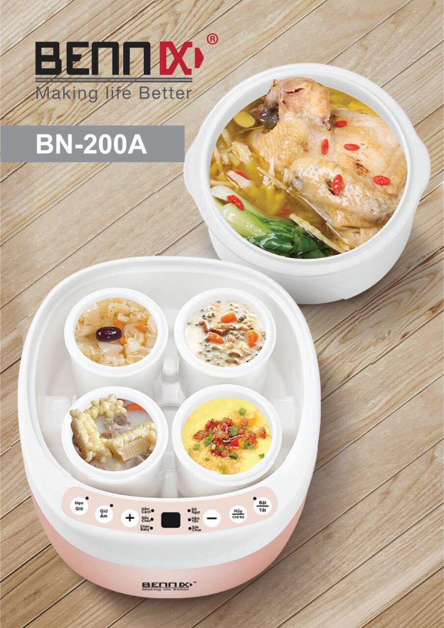 Nồi chưng yến bennix BN-200A Dung tích 2L (nồi nấu cách thủy) - Hàng Chính hãng