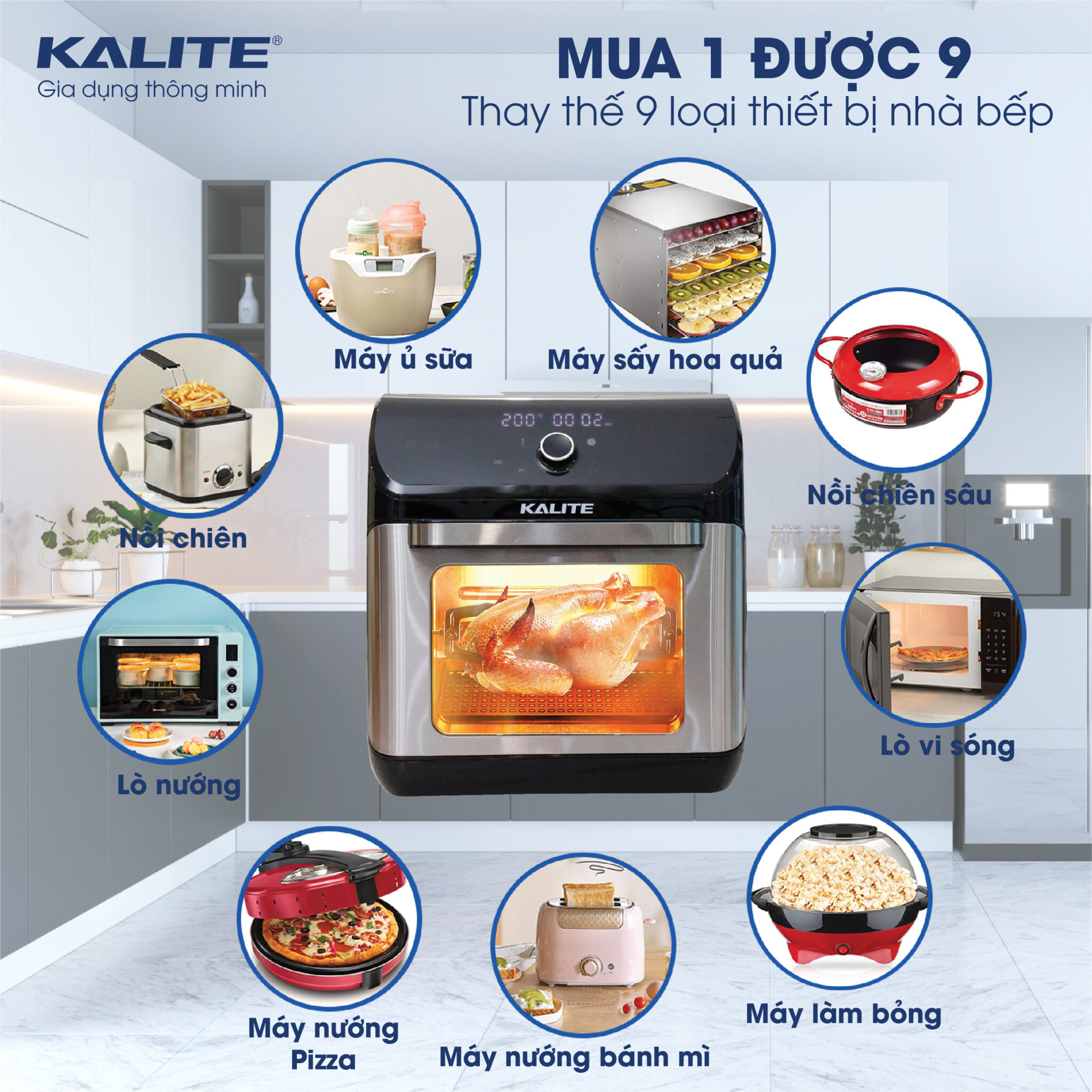 CHÍNH HÃNG] Nồi chiên không dầu Kalite KL1200 | ĐIỆN MÁY TÂY HỒ