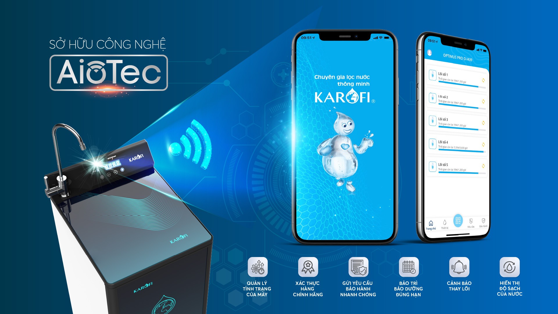 [CHÍNH HÃNG] MÁY LỌC NƯỚC KAROFI KAQ P95 – THÔNG MINH 10 LÕI HYDROGEN