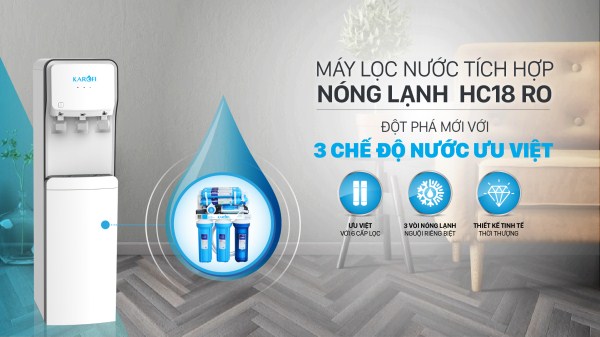 [CHÍNH HÃNG][QUÀ TẶNG 500K] MÁY LỌC NƯỚC NÓNG LẠNH KAROFI HC18-RO