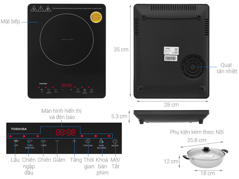 [HÀNG CHÍNH HÃNG] Bếp Điện Từ Toshiba IC-20R2SV