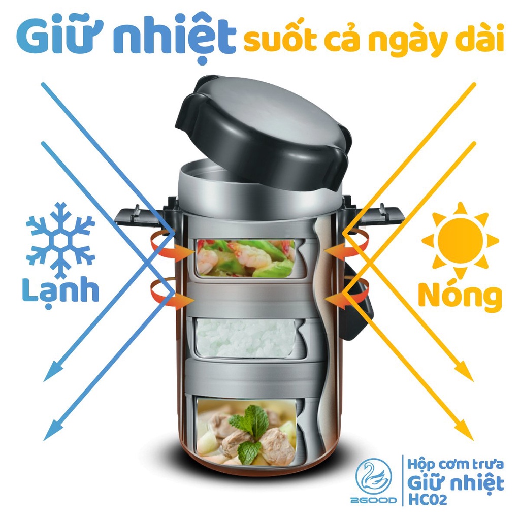 Hộp Cơm Giữ Nhiệt 2GOOD HC02 (2.0L) HÀNG CHÍNH HÃNG